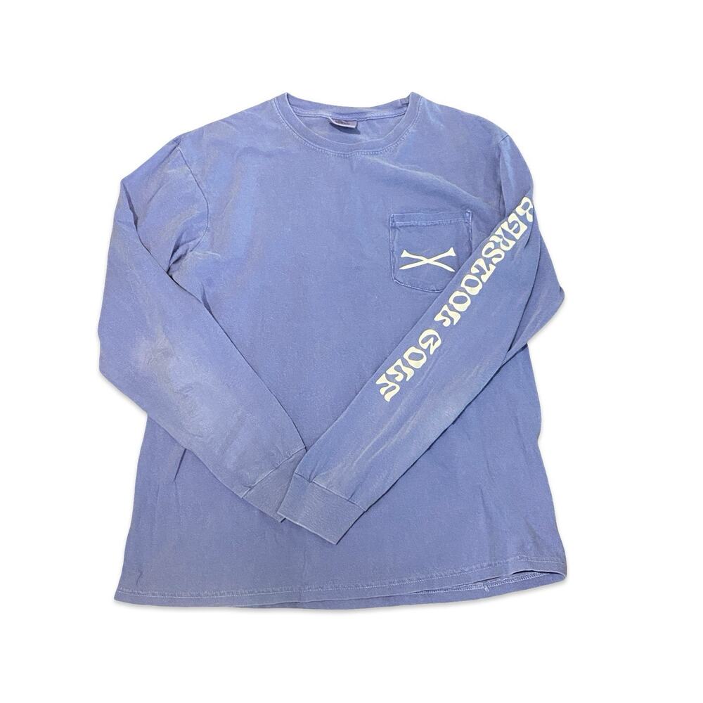 Barstool Golf Men’s Comfort Colors Cotton Long Sleeve Blue T-Shirt - Medium